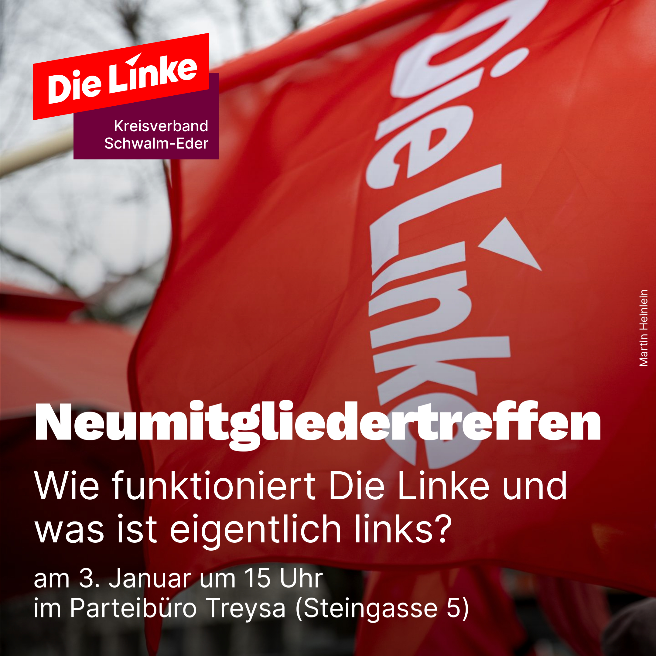 Neumitgliedertreffen 3.1. 15 Uhr Parteibüro Treysa, Steingasse 5