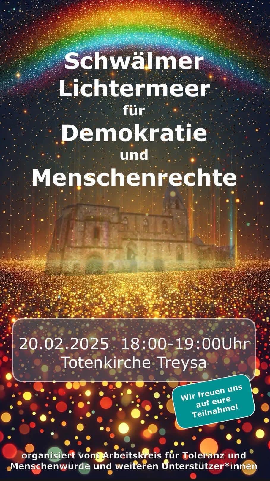 Lichtermeer für Demokratie Treysa 20.2. 18 Uhr Totenkirche